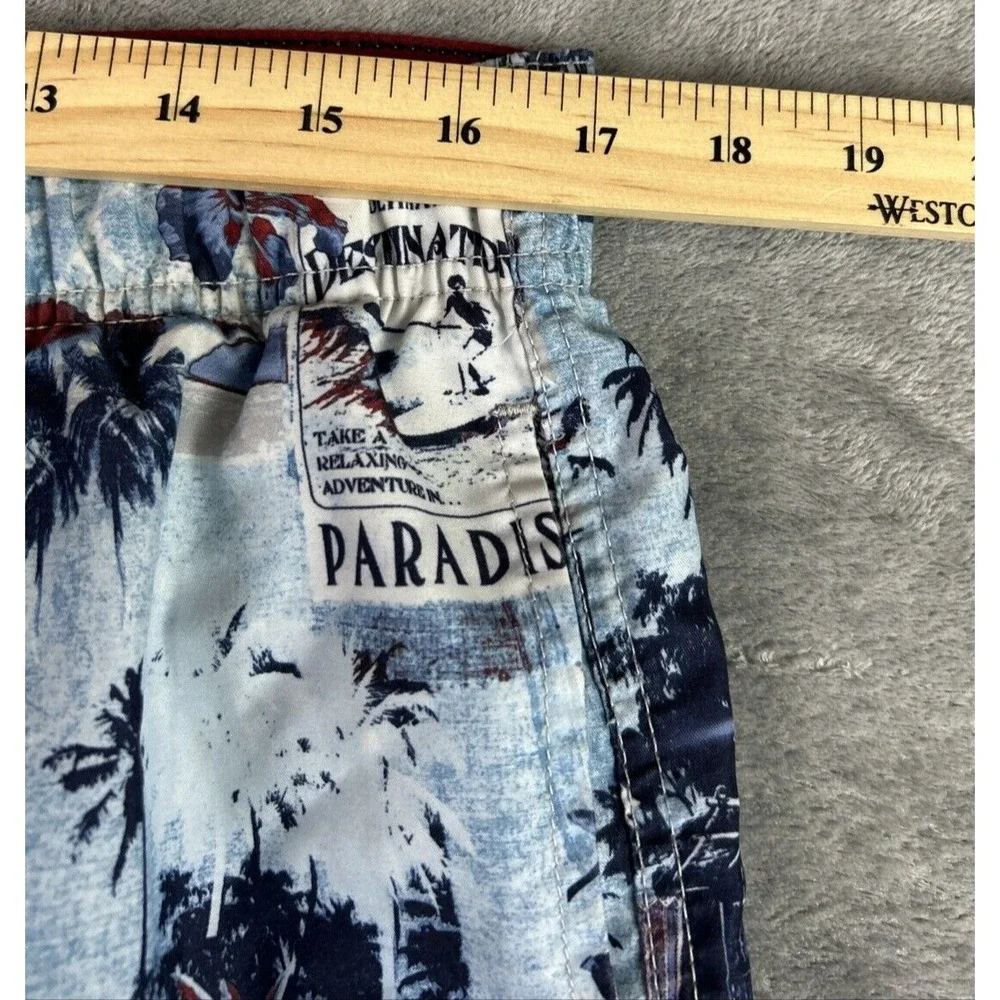 Croft & Barrow Medium Tropical Blue  Swim Trunks‎ Board Shorts Lined Hybrid